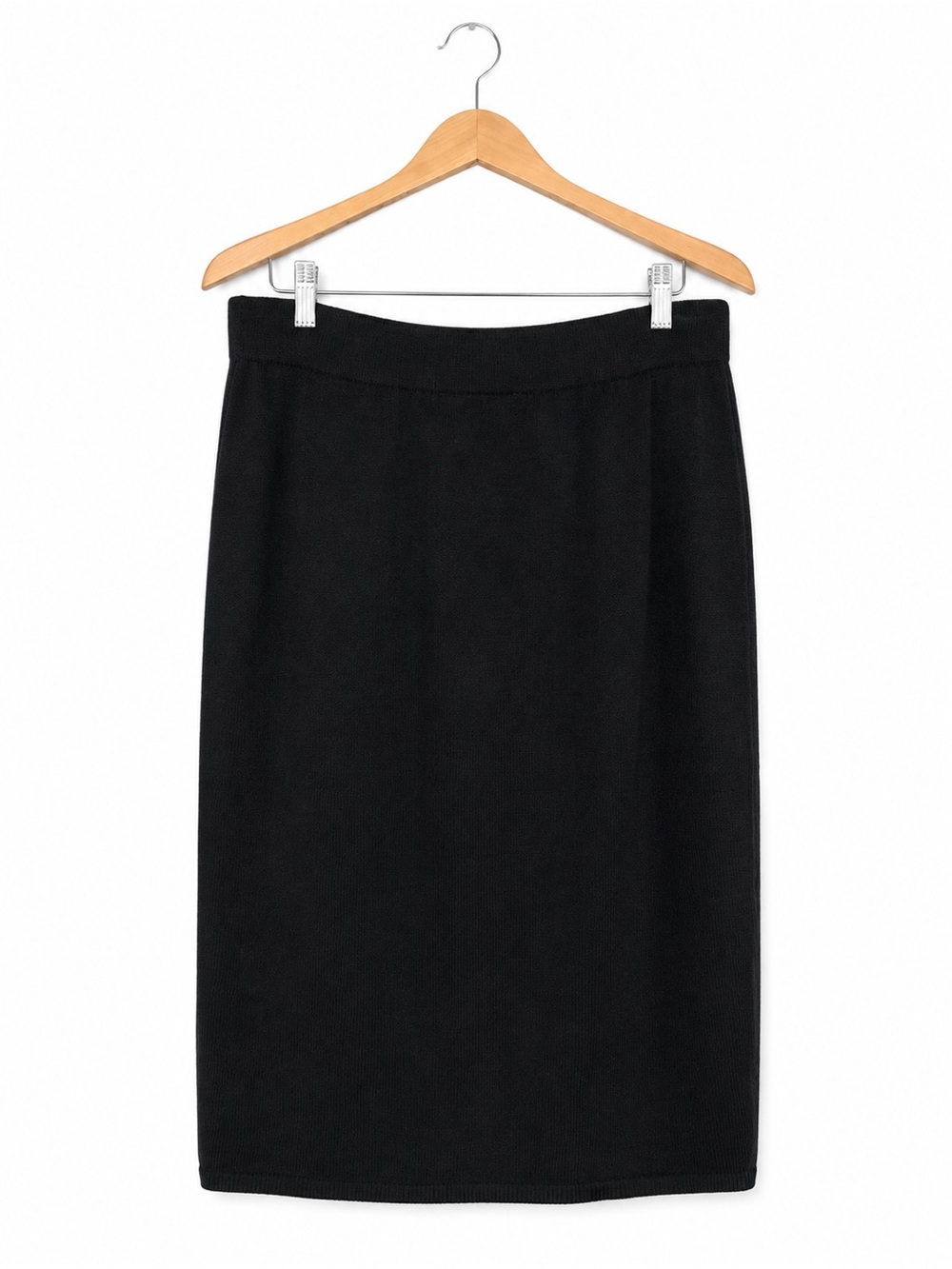 St. John Basics Santana Knit Black Straight Skirt Size 14 Made USA